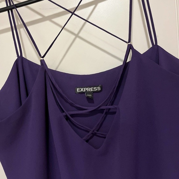 Express Purple Camisole Spaghetti Strappy Crisscross Chiffon Tank size L Cami - Picture 3 of 7